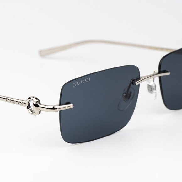 Gucci Men Sunglasses Silver Blue Rectangle GG1703S 003 BRAND NEW - Picture 5 of 15